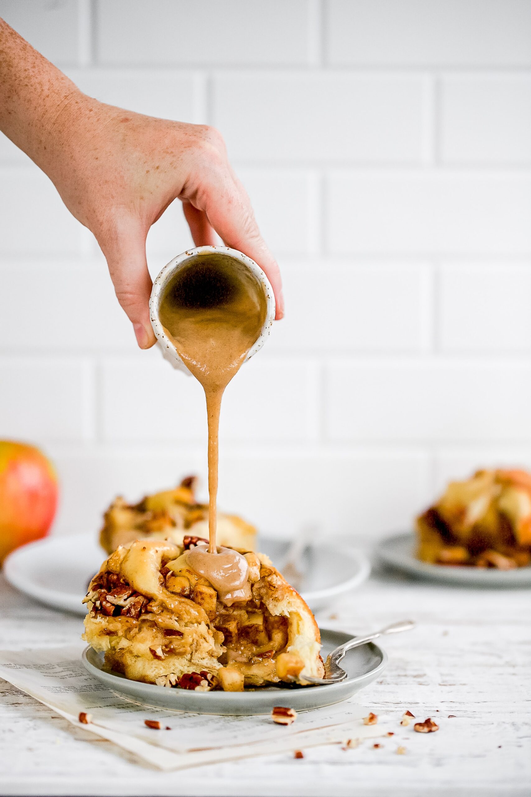 Cinnamon rolls with caramel drizzle