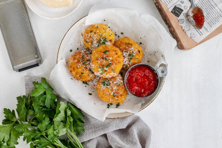 air fryer arancini on a plate