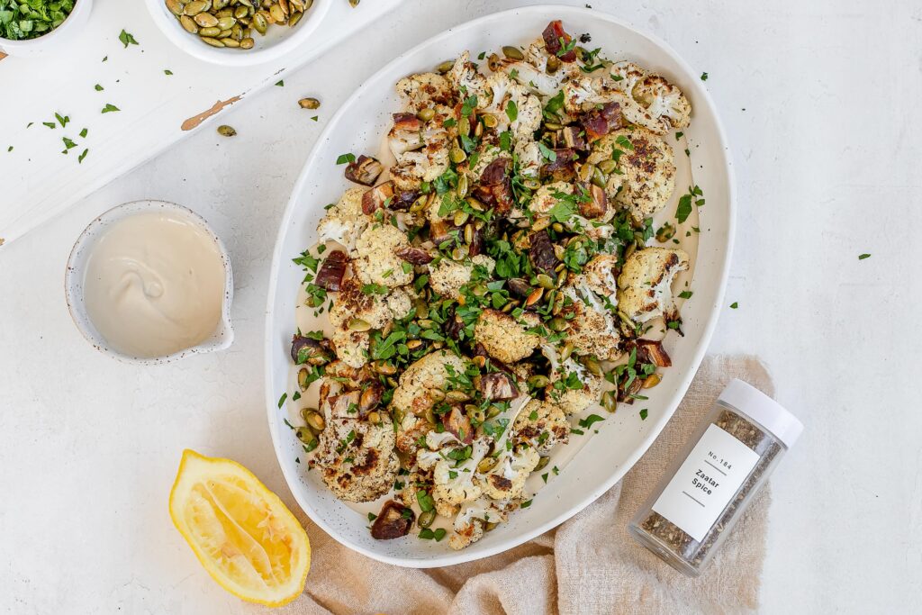 roasted cauliflower with tahini
