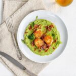 scallops and pea puree