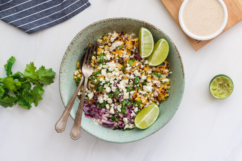 healthy Mexican street corn salad