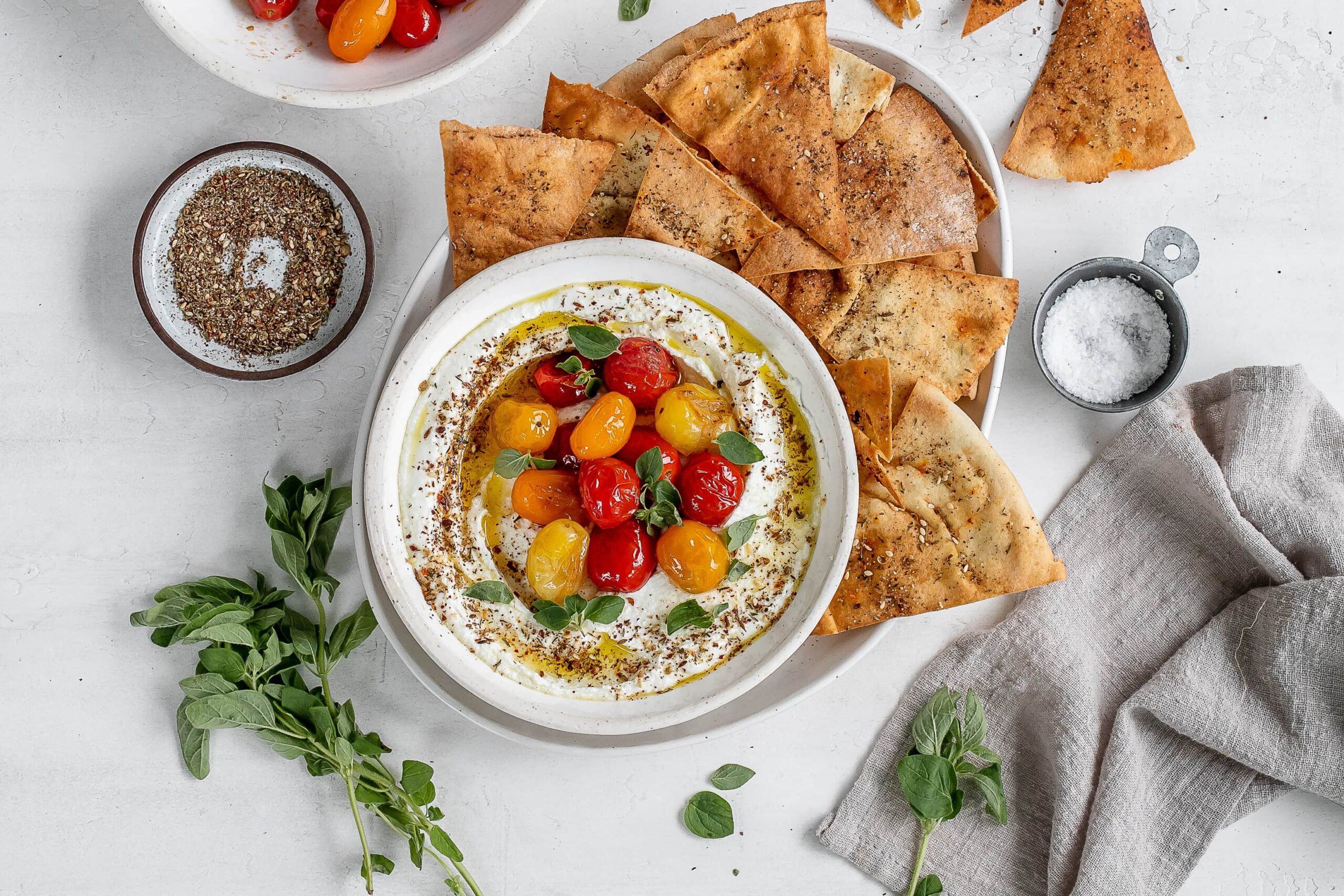 whipped feta with roasted tomatoes
