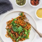 sweet potato noodles with pesto.