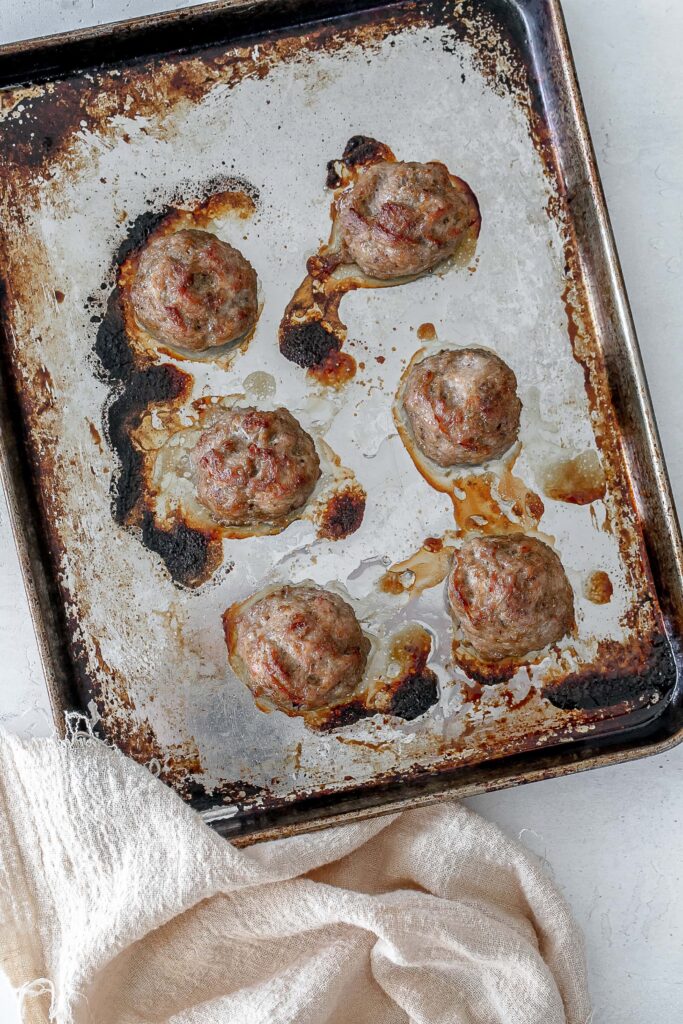 cooked pork meatballs.