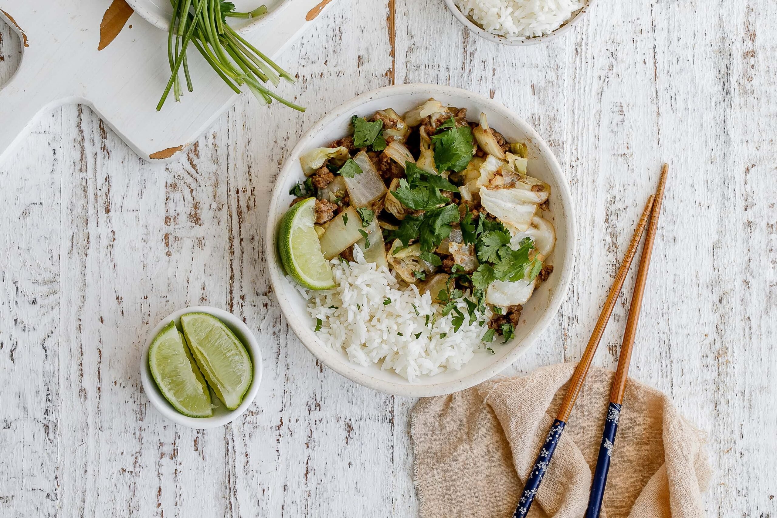 ground pork and cabbage stir fry.