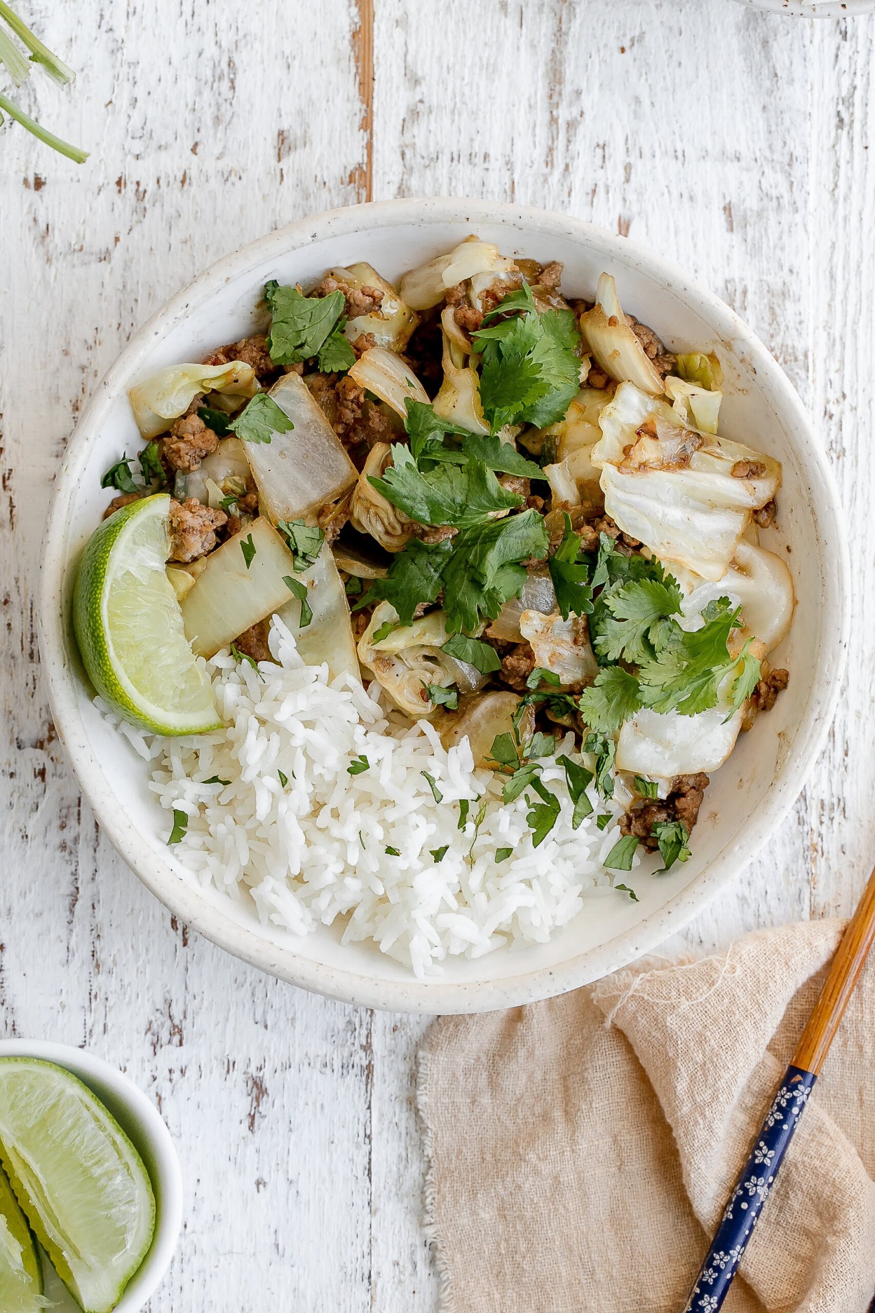 ground pork and cabbage stir fry.
