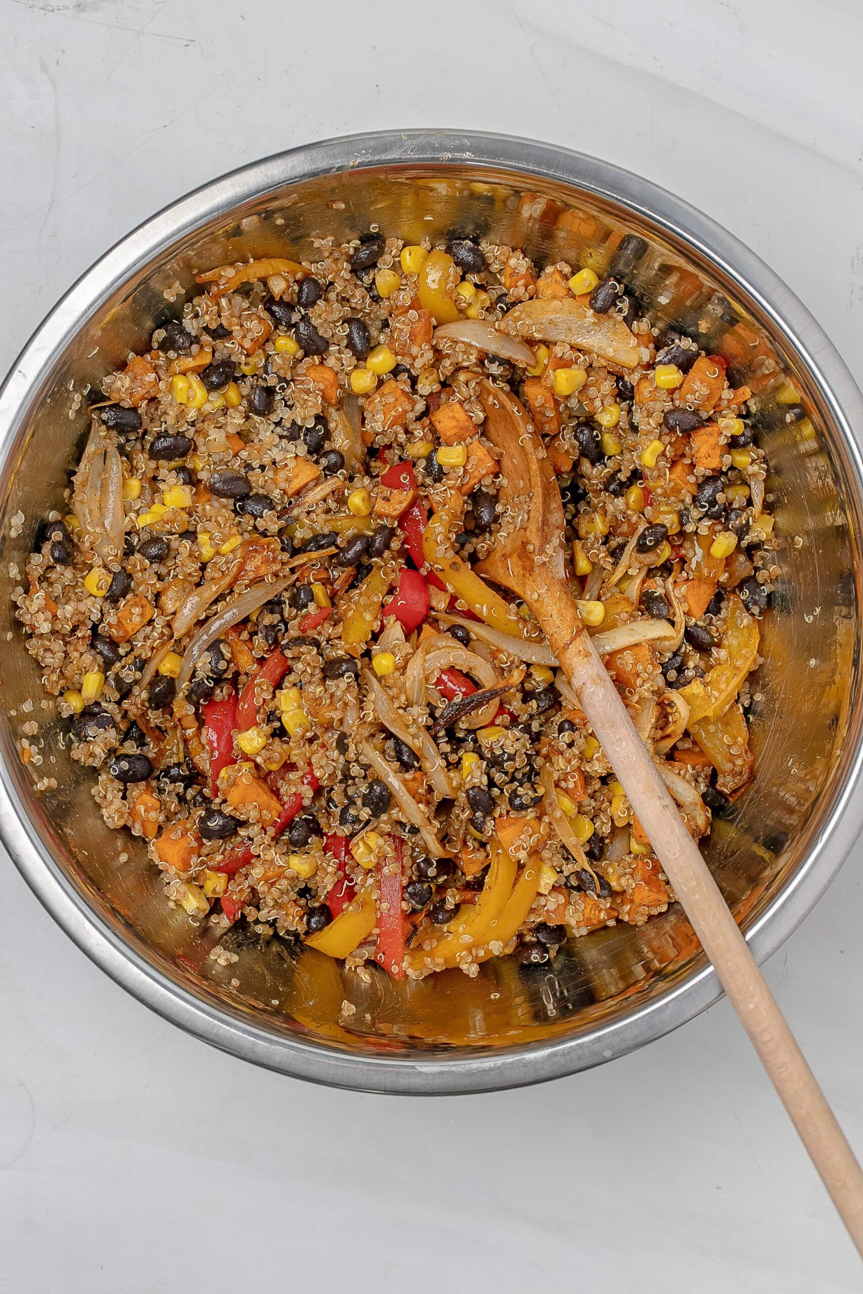 enchilada filling in large bowl.
