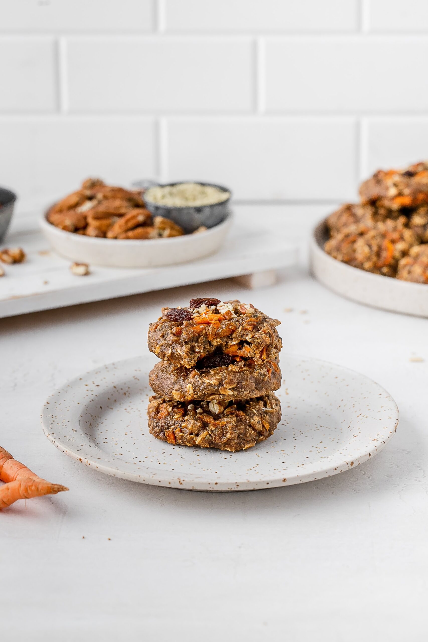 carrot cake breakfast cookies on a plate.