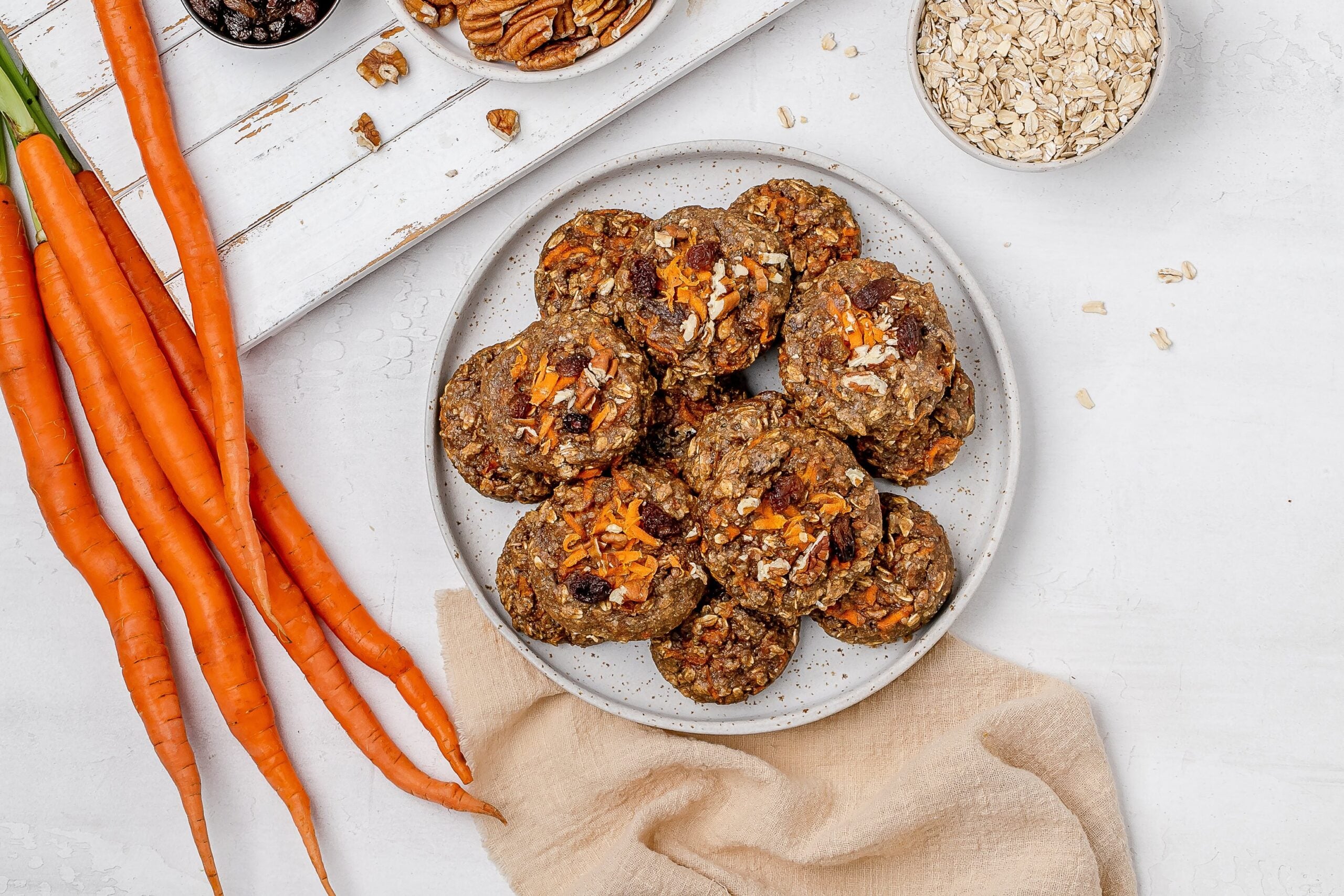 carrot cake breakfast cookies on a plate.