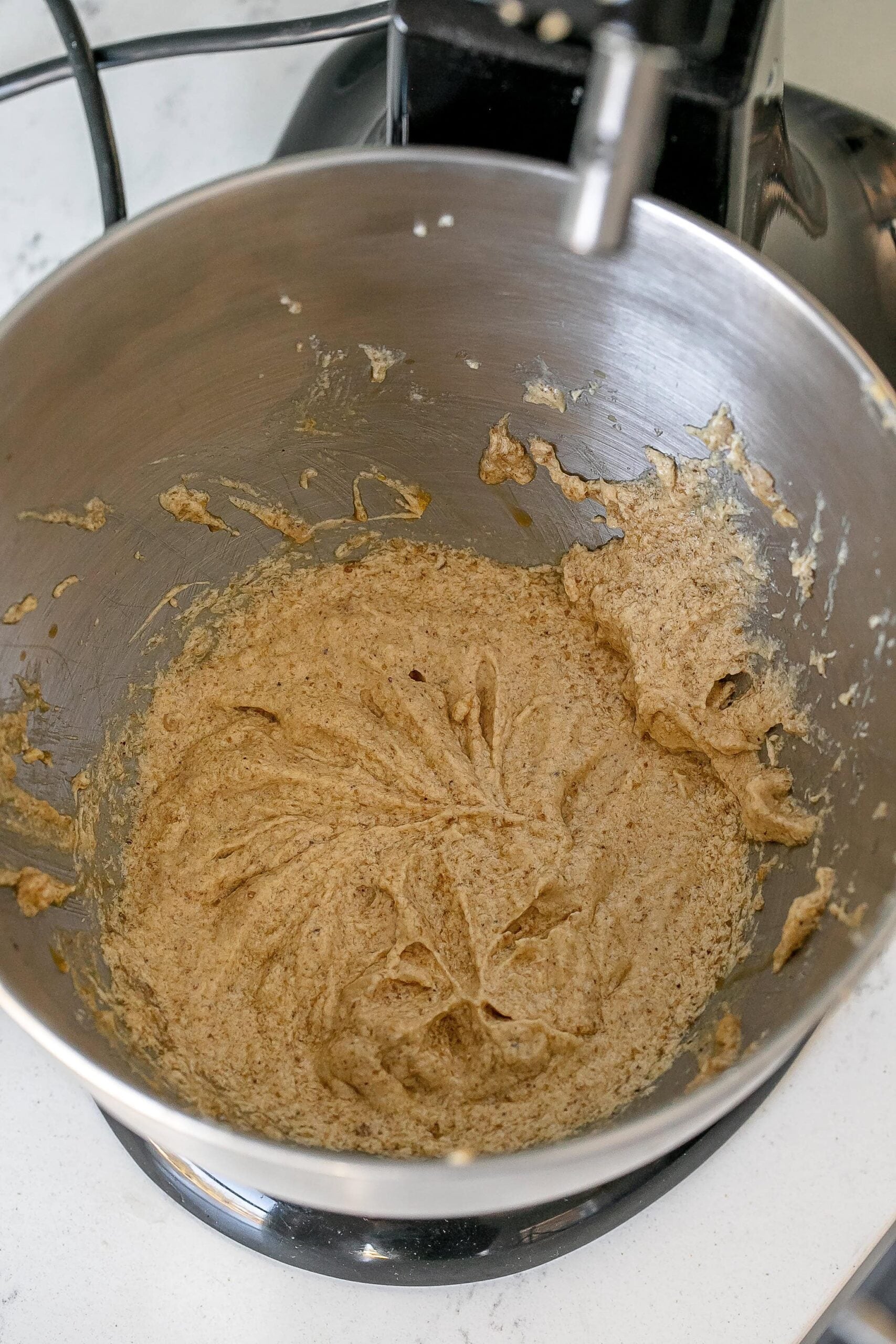 sugars and butter mixed together in stand mixer. 