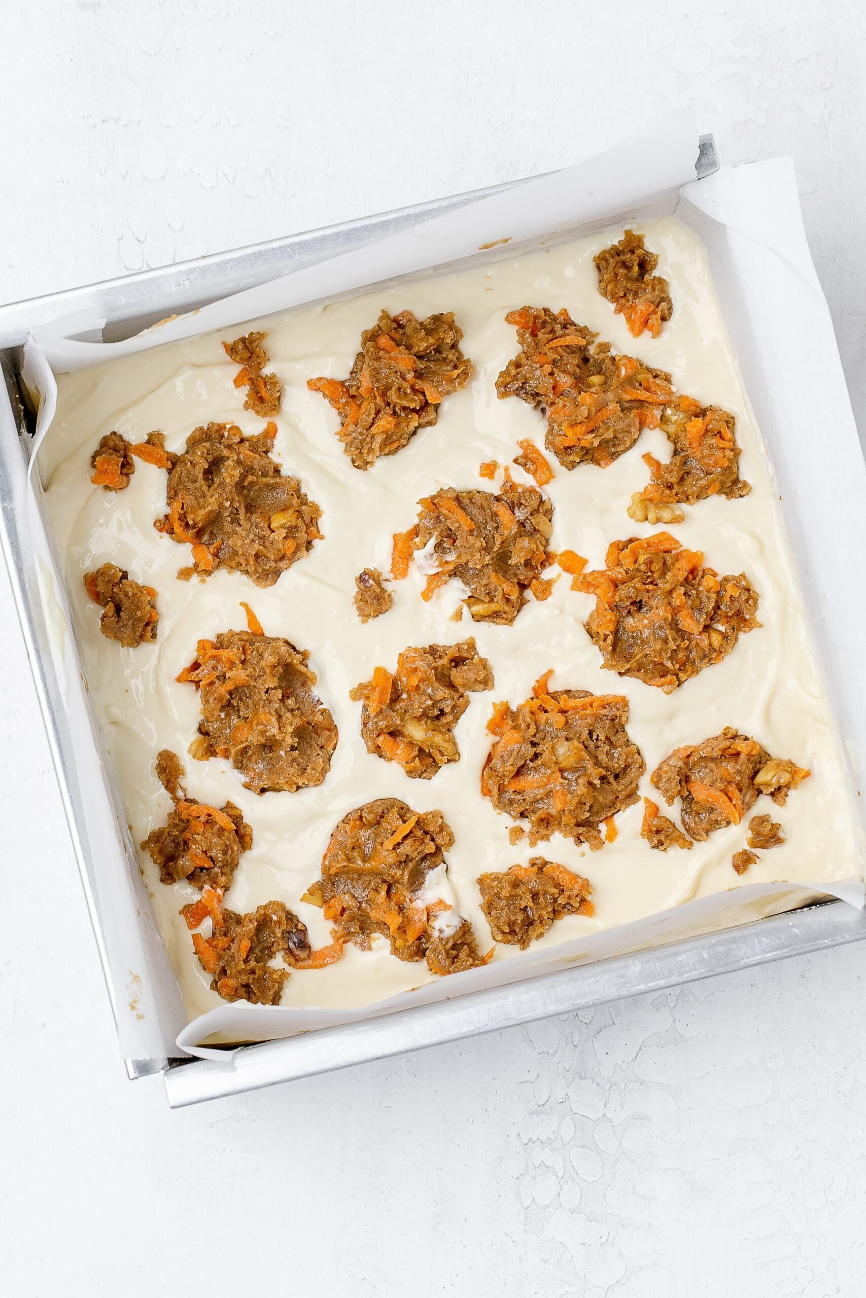 cookie bar mixture before going in the oven.