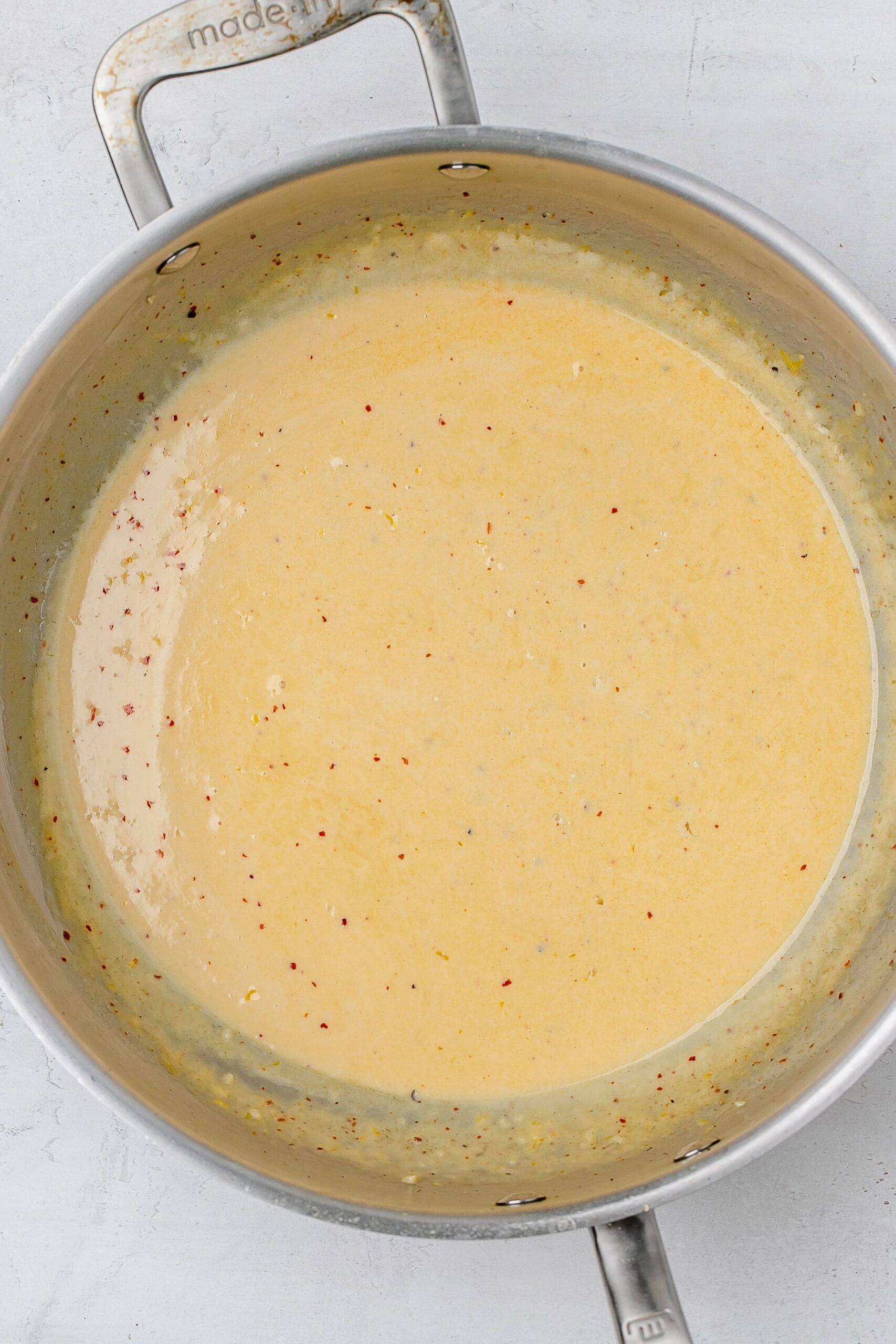 cream and lemon added to sauce. 