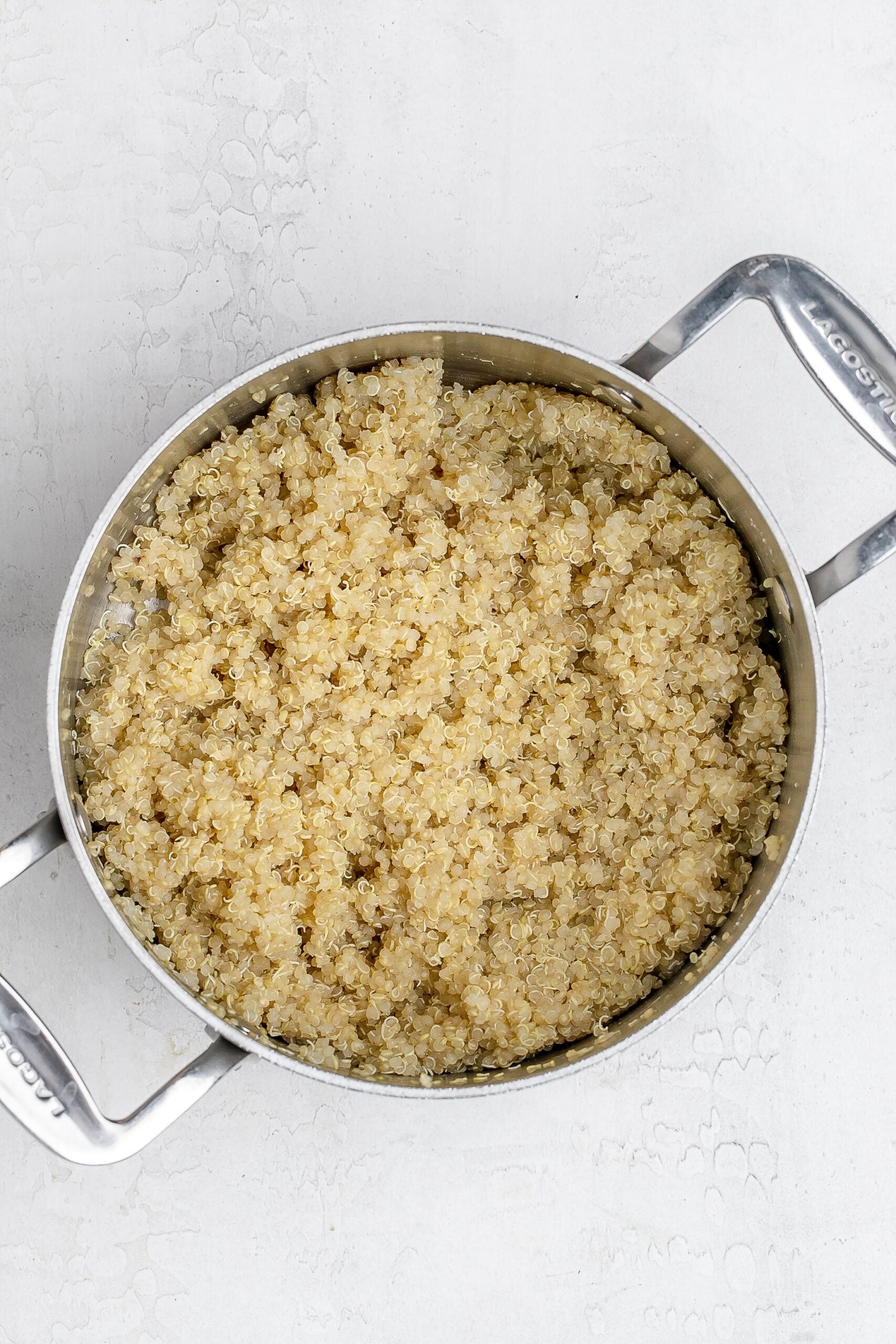 cooked quinoa in a pot.