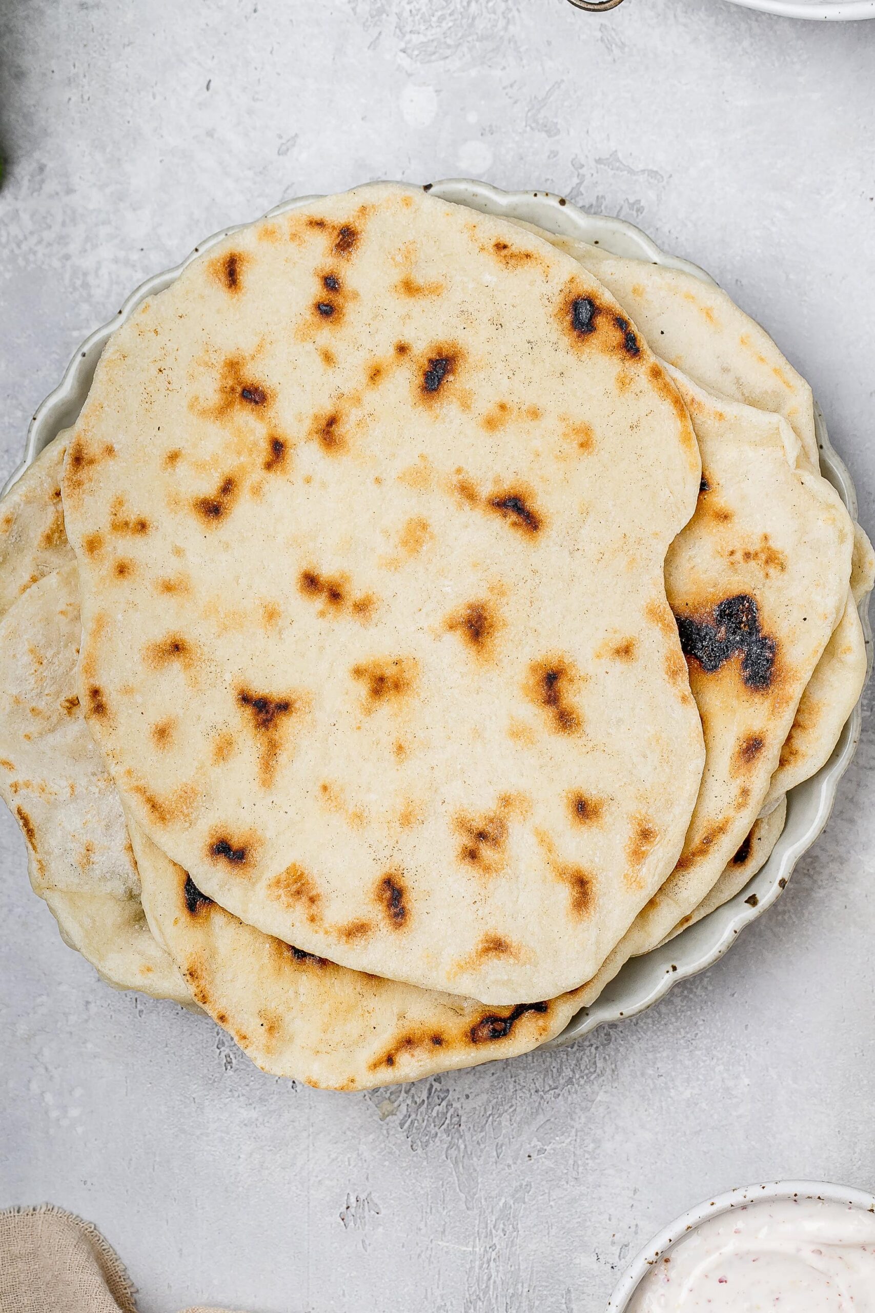 pita on a plate.