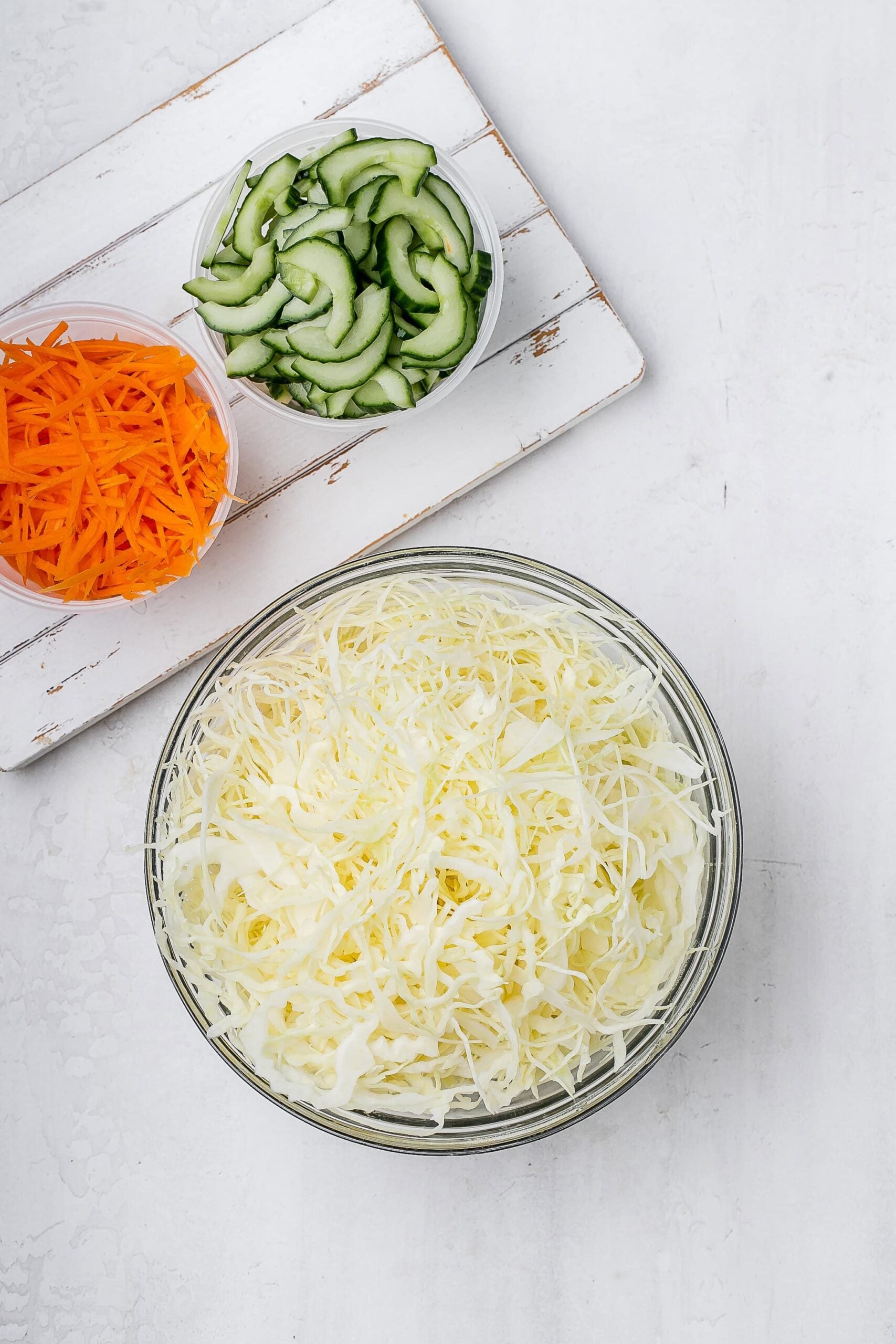slaw ingredients prepped. 