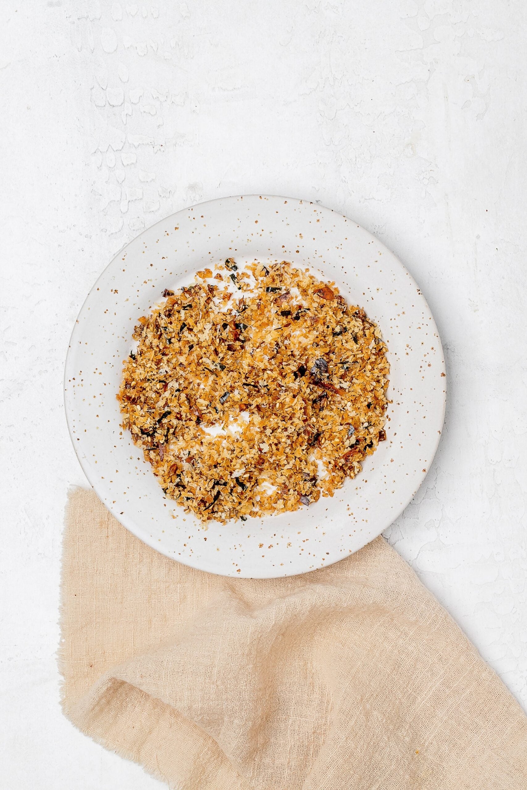 panko and furikake topping on a plate. 