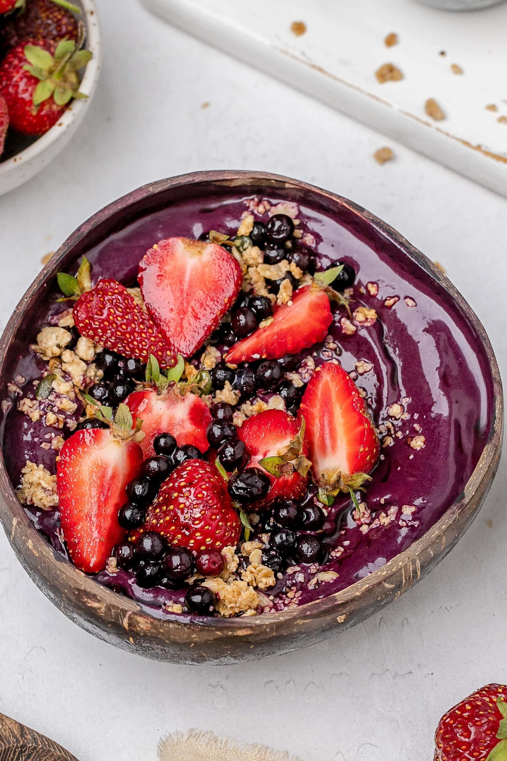 Ninja Creami açai bowl with toppings.
