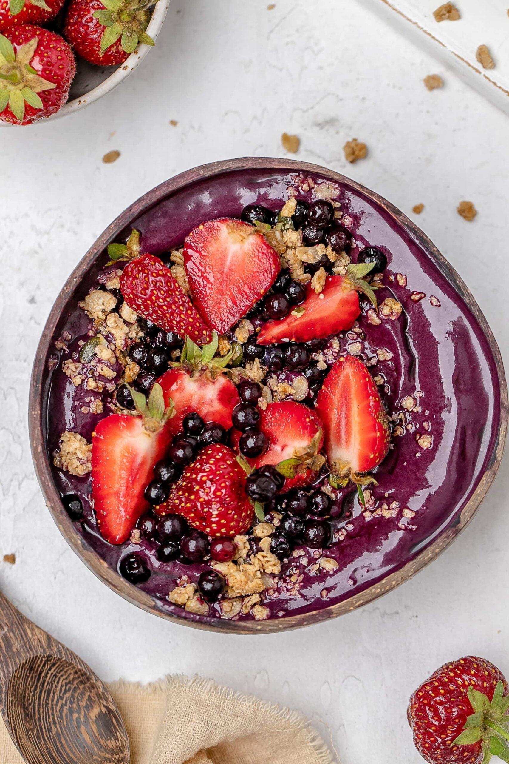 Ninja Creami açai bowl with toppings.