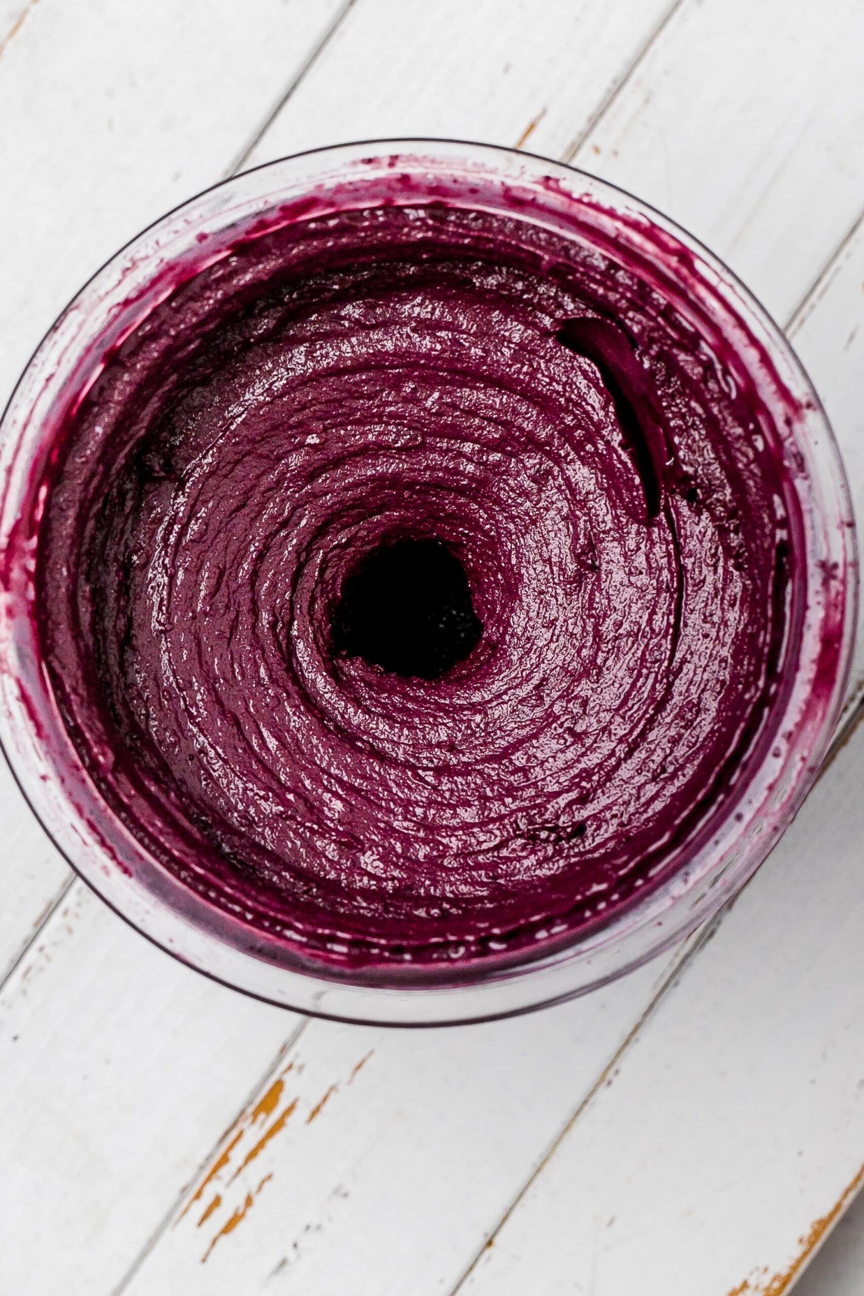 açai mixture in Ninja Creami pint after spinning in machine.
