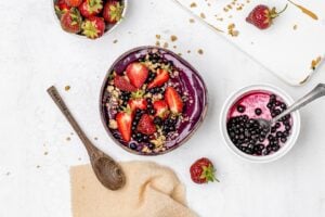 Ninja Creami açai bowl with toppings.