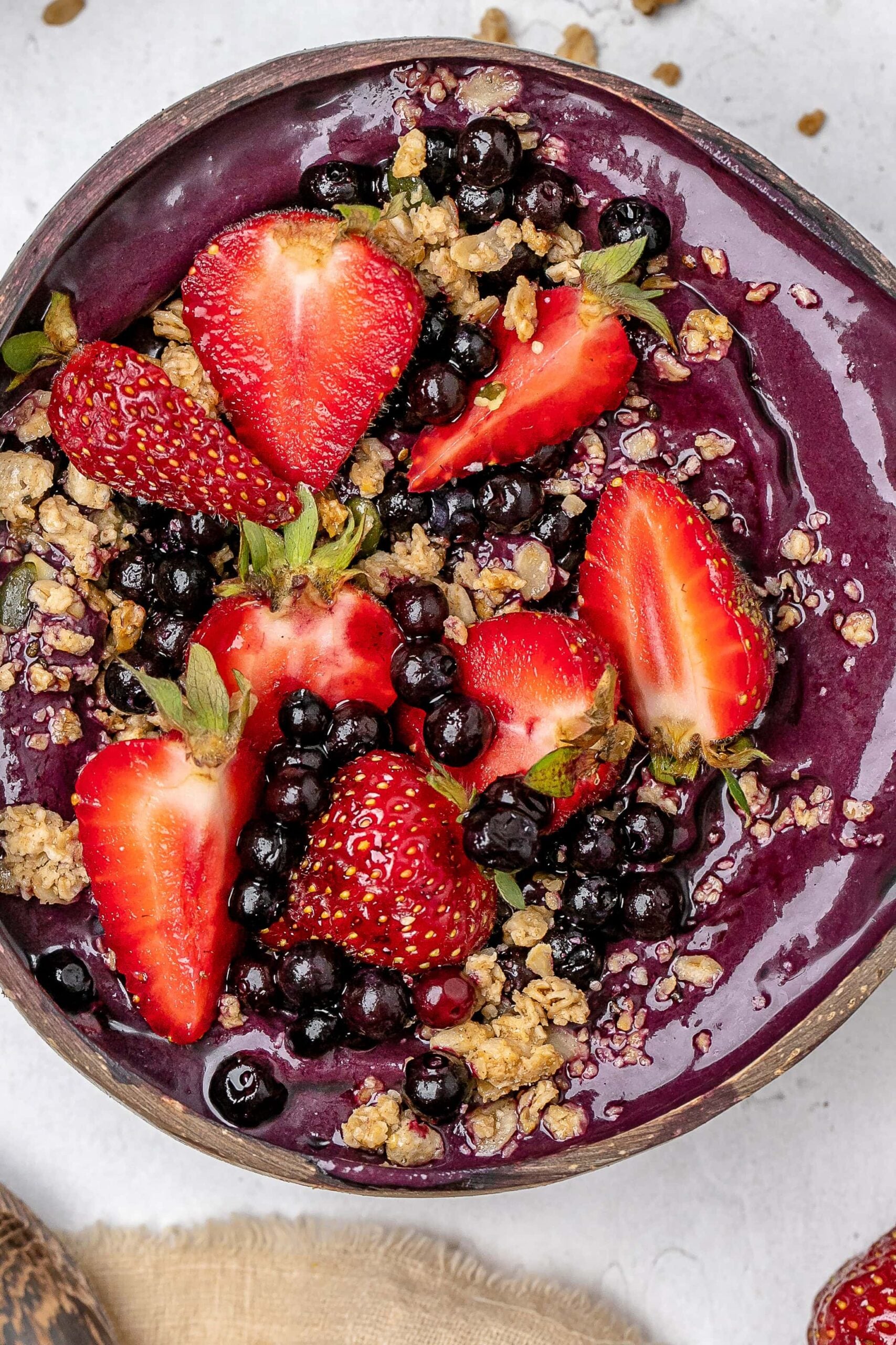 Ninja Creami açai bowl with toppings.