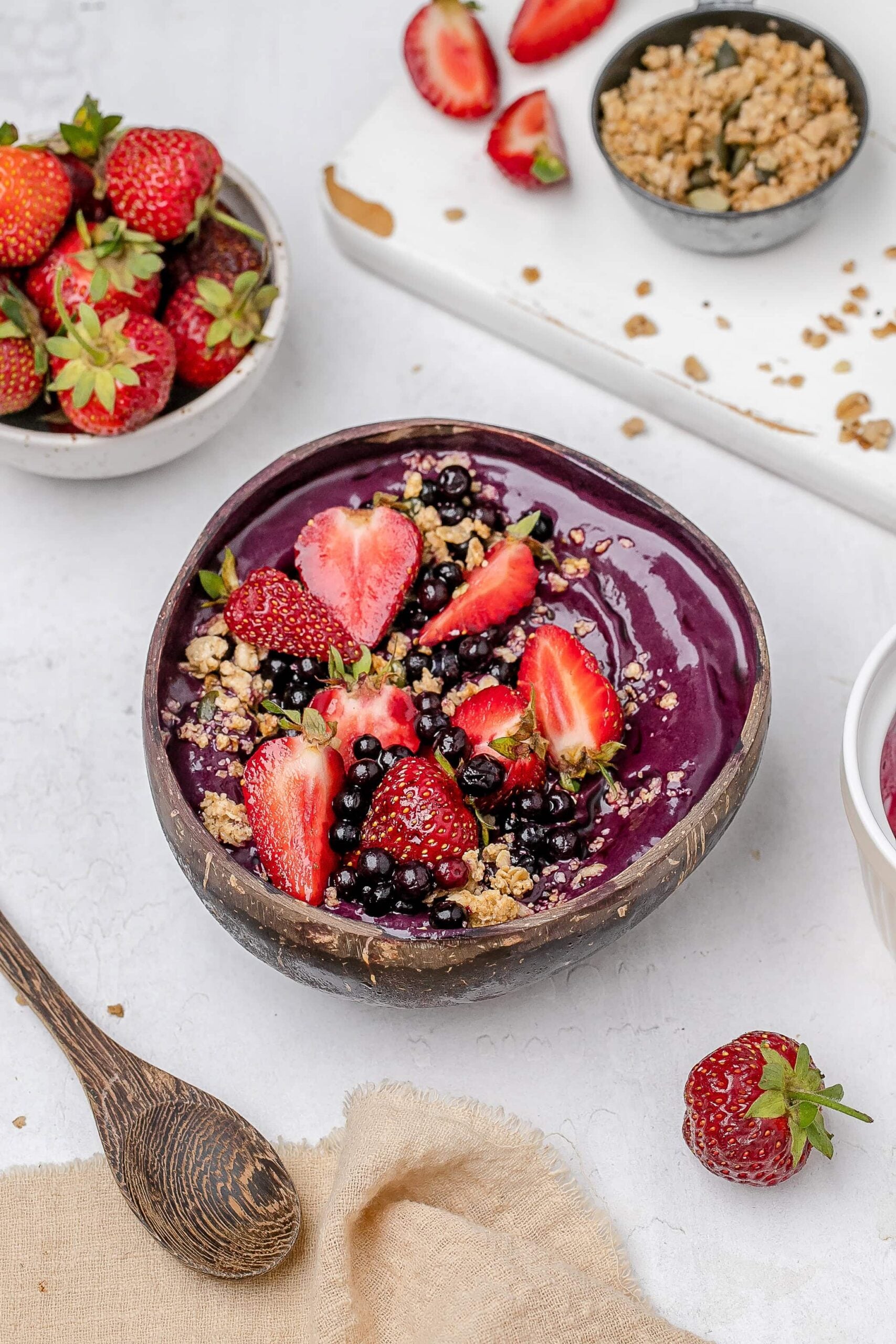 Ninja Creami açai bowl with toppings.