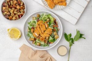 harissa chicken salad in a bowl.