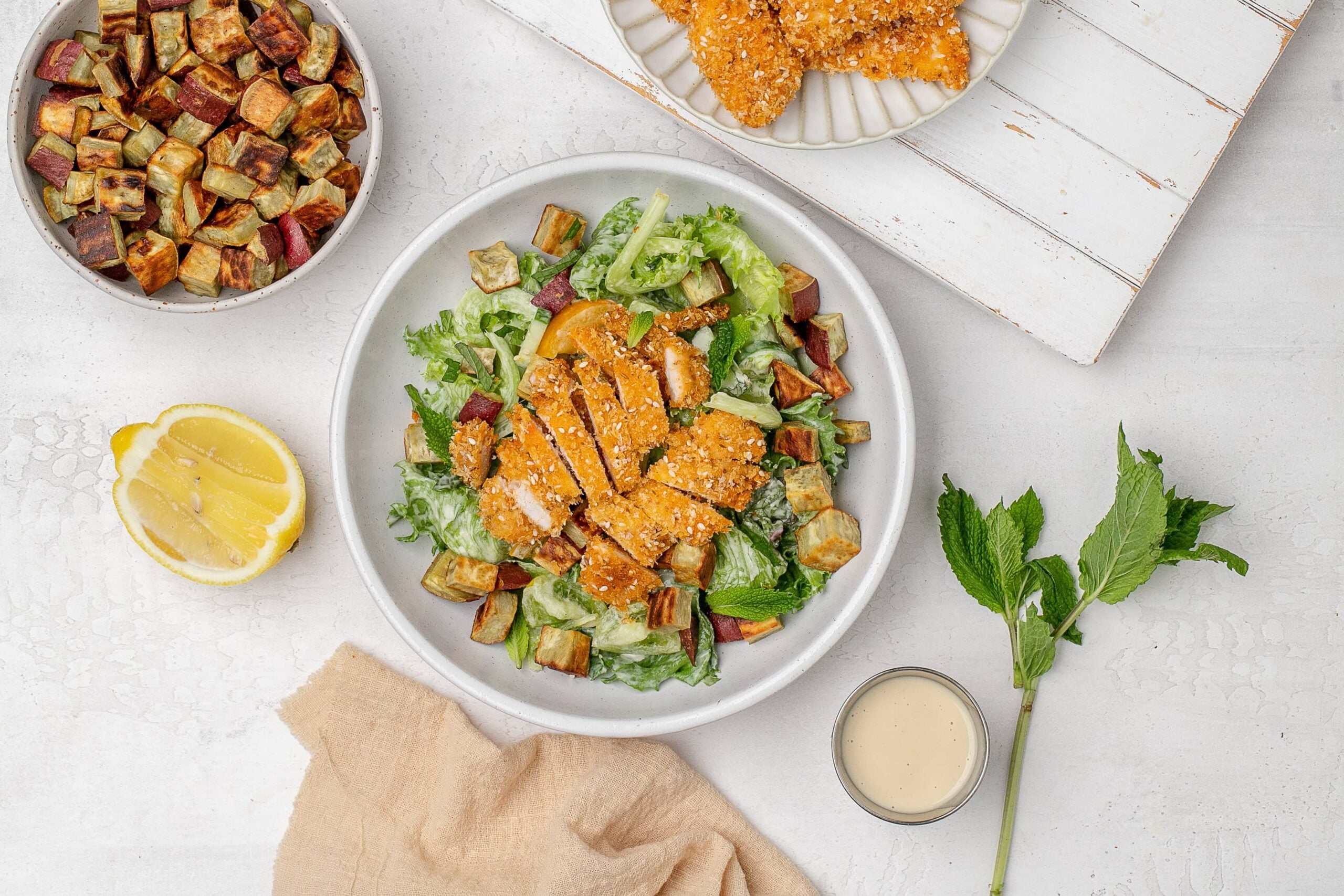 harissa chicken salad in a bowl.