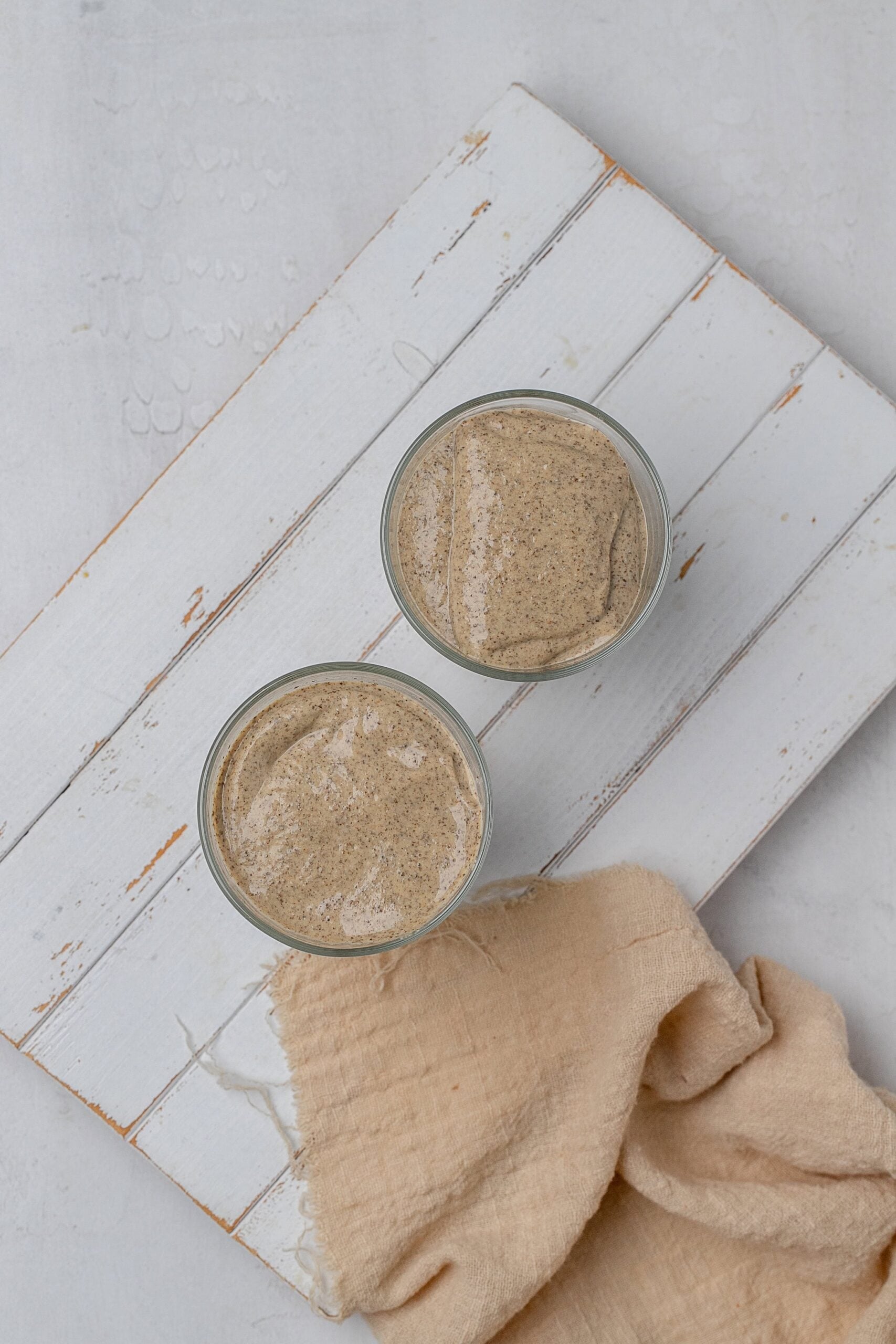 blended chia pudding in jars.
